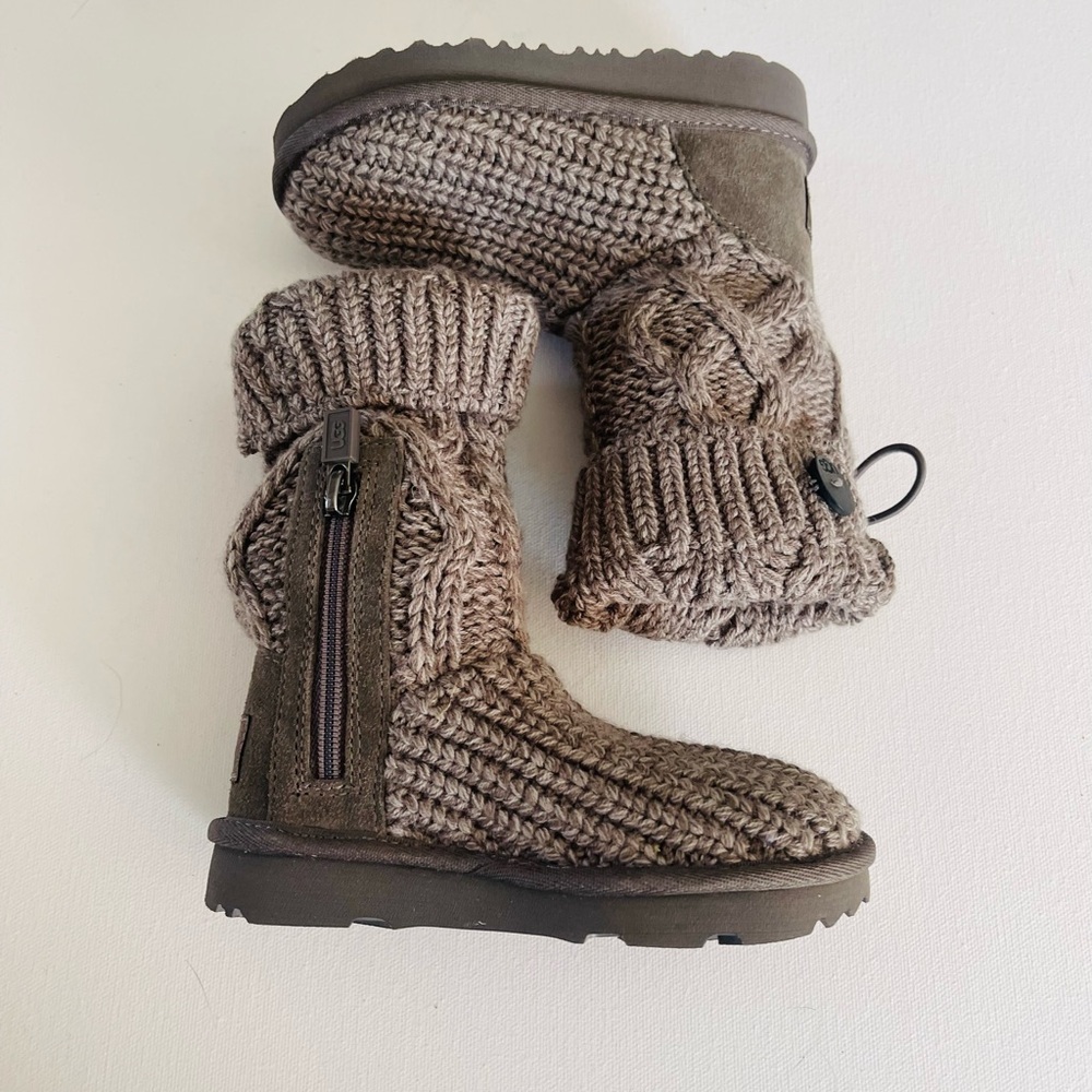 UGG Classic Cardi 1143702T Boots Toddler US 8 Gray Cable Knit Pull On JOBB1075